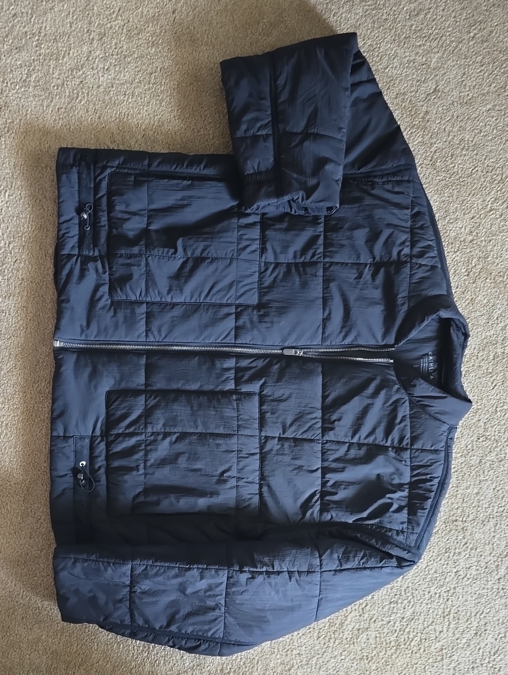 Athleta quilted Black Bomber jacket.